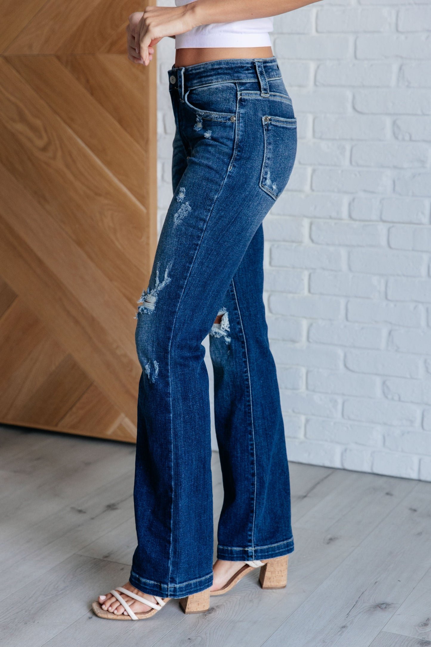 Mila Mid-Rise Distressed Bootcut Jeans | Judy Blue