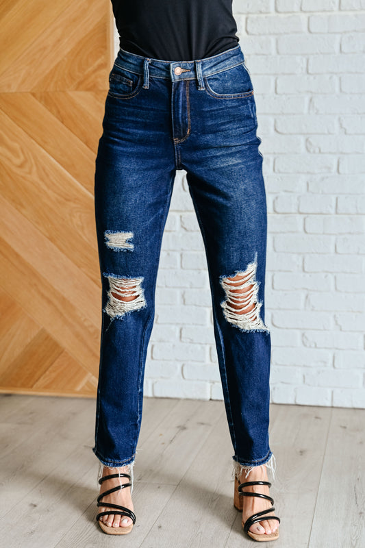 Montana High-Rise Rigid Magic Distressed Straight Jeans | Judy Blue