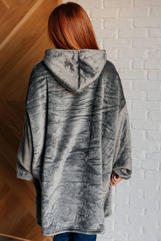 Adelynn Oversized Velour Blanket Hoodie | Gray