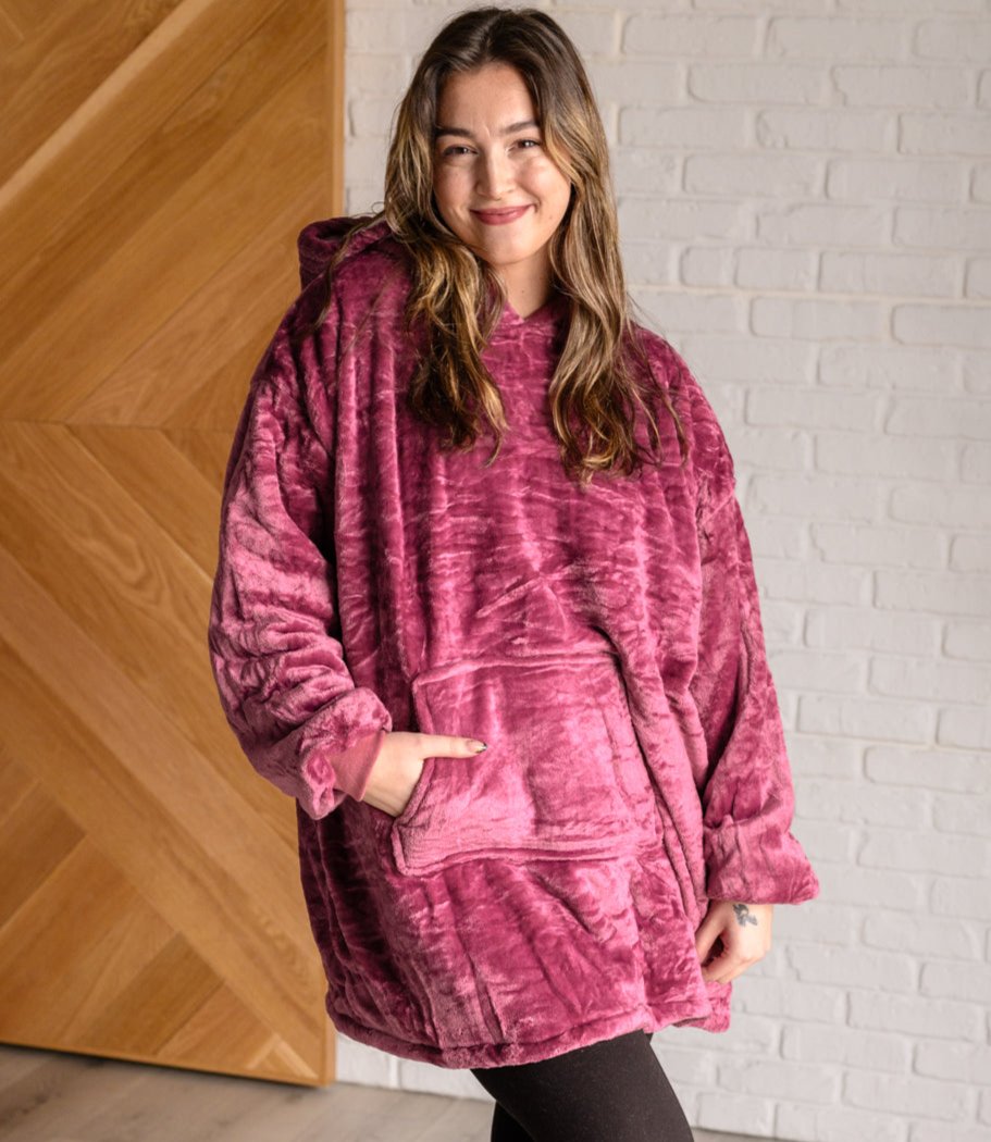 Adelynn Oversized Velour Blanket Hoodie | Purple