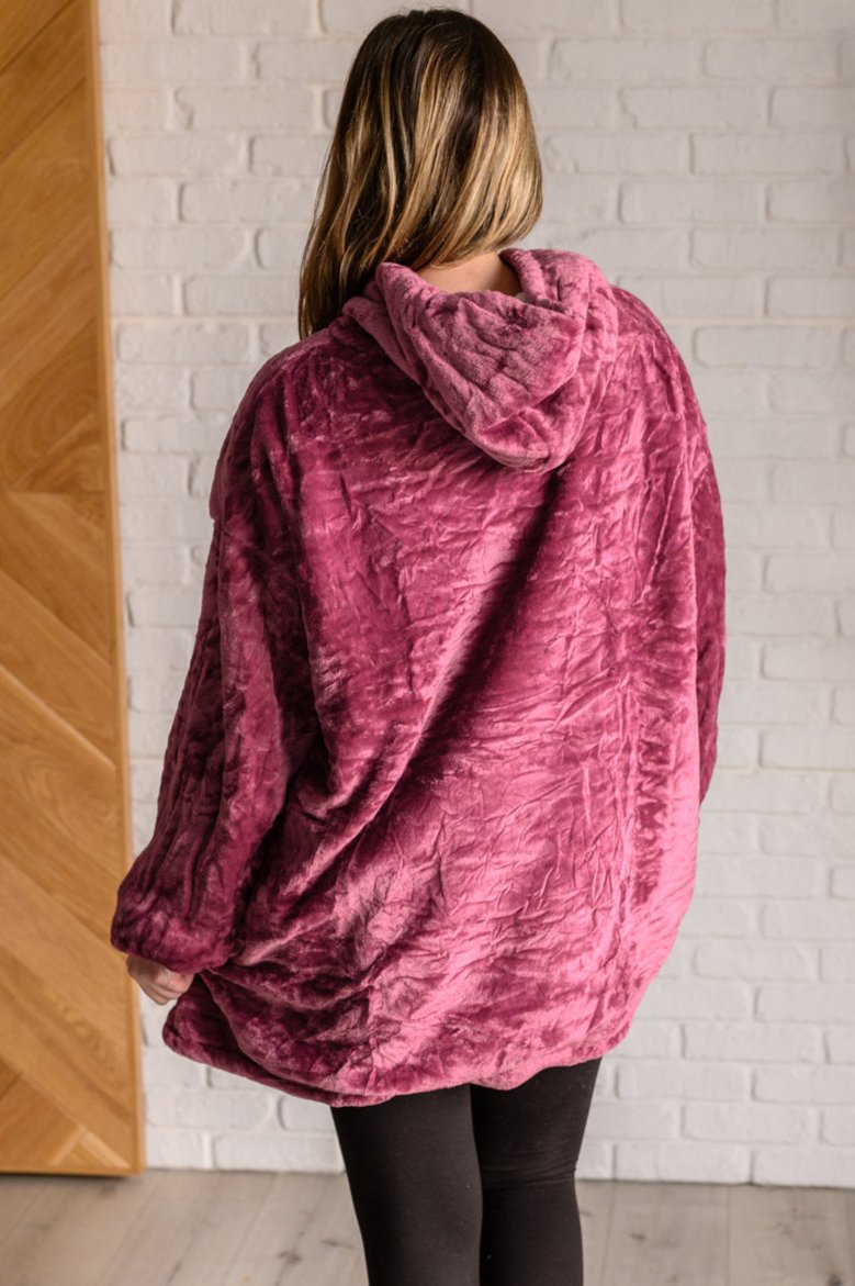 Adelynn Oversized Velour Blanket Hoodie | Purple