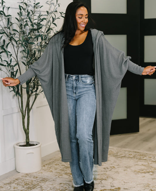 Pamper Travel Hooded Cardigan | Charcoal