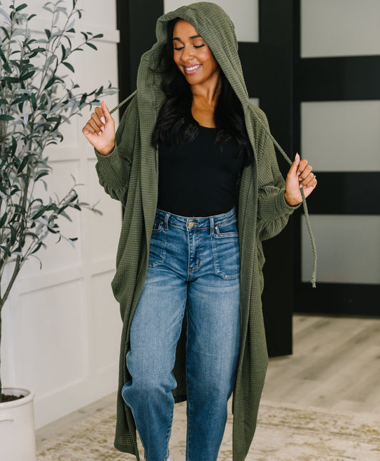 Pamper Travel Hooded Cardigan | Olive