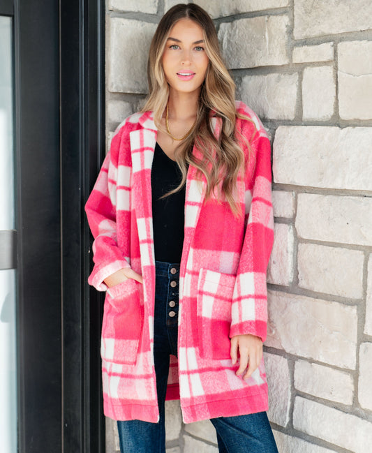 Passion in Plaid Coat | Pink