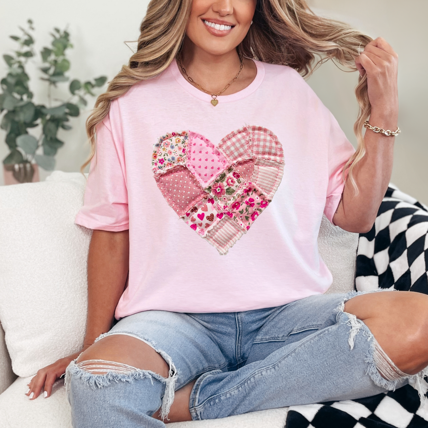 Patchwork Heart Graphic Tee or Sweatshirt