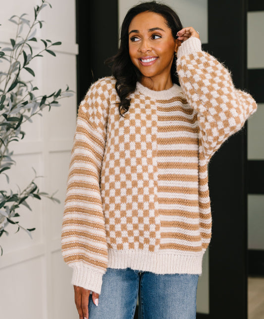 Pattern Play Oversized Pullover | Taupe