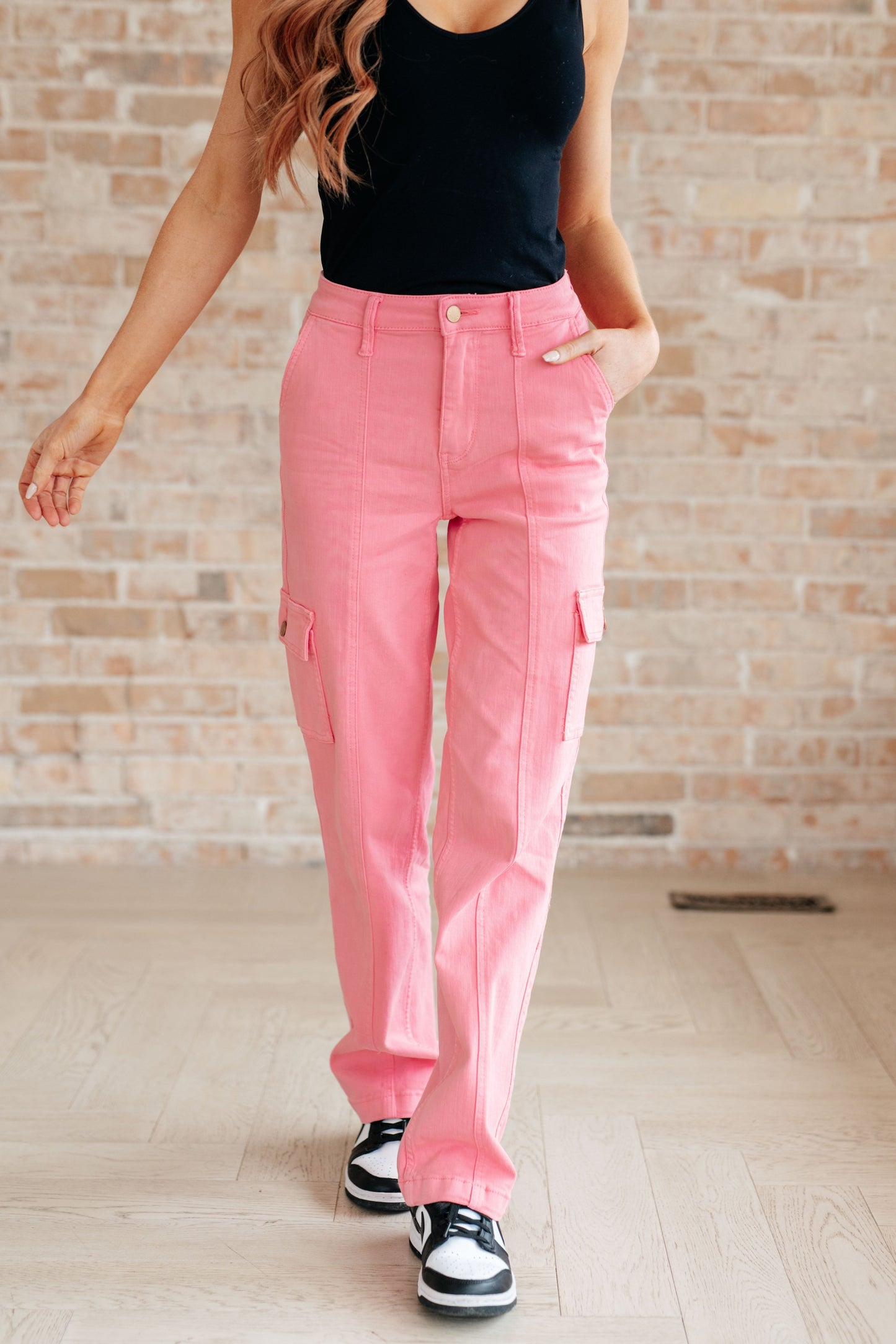 Peggy High-Rise Cargo Straight Jeans | Pink | Judy Blue