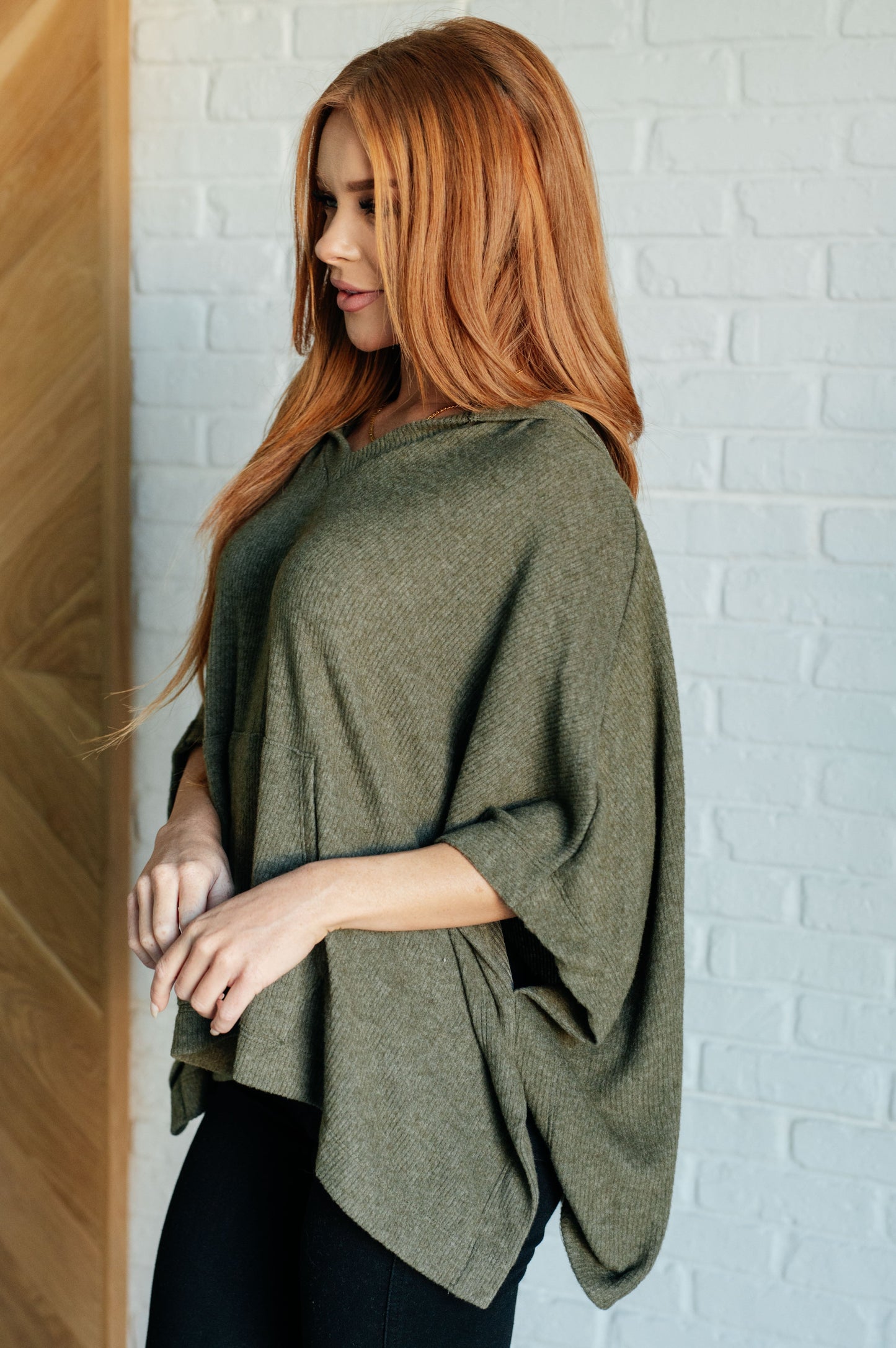 Perfectly Poised Hooded Poncho | Olive