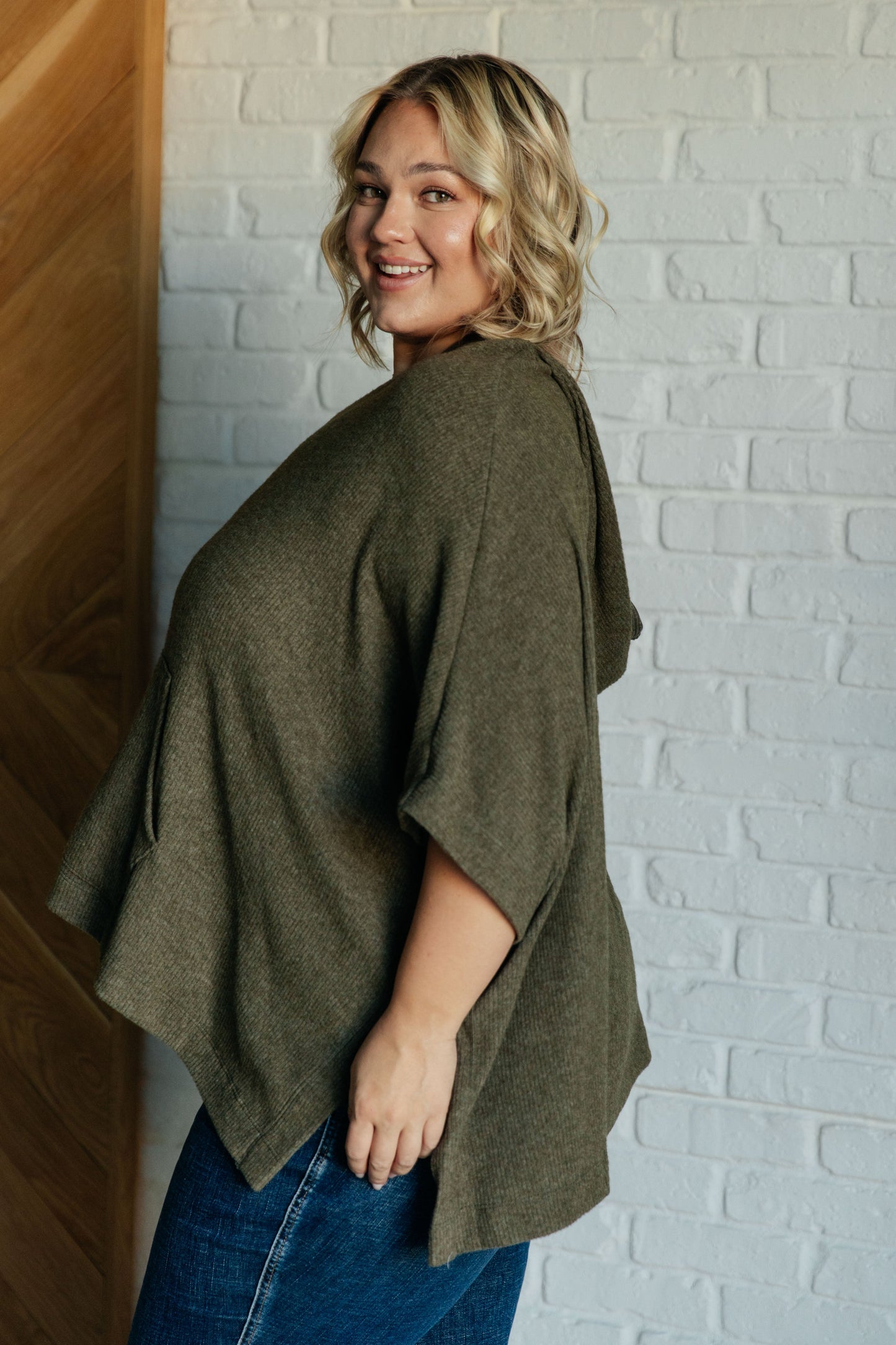 Perfectly Poised Hooded Poncho | Olive