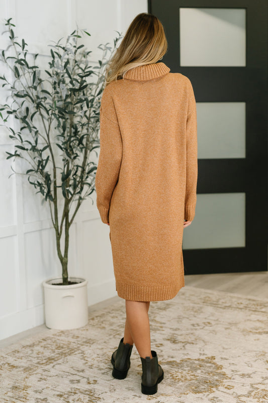 Personal Assistant Turtleneck Dress | Deep Camel