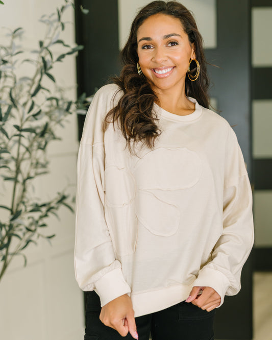 Petal Poise Floral Pullover | Neutral