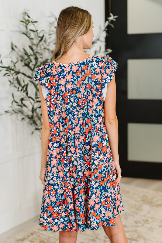 Petal to the Metal Dress | Navy & Coral