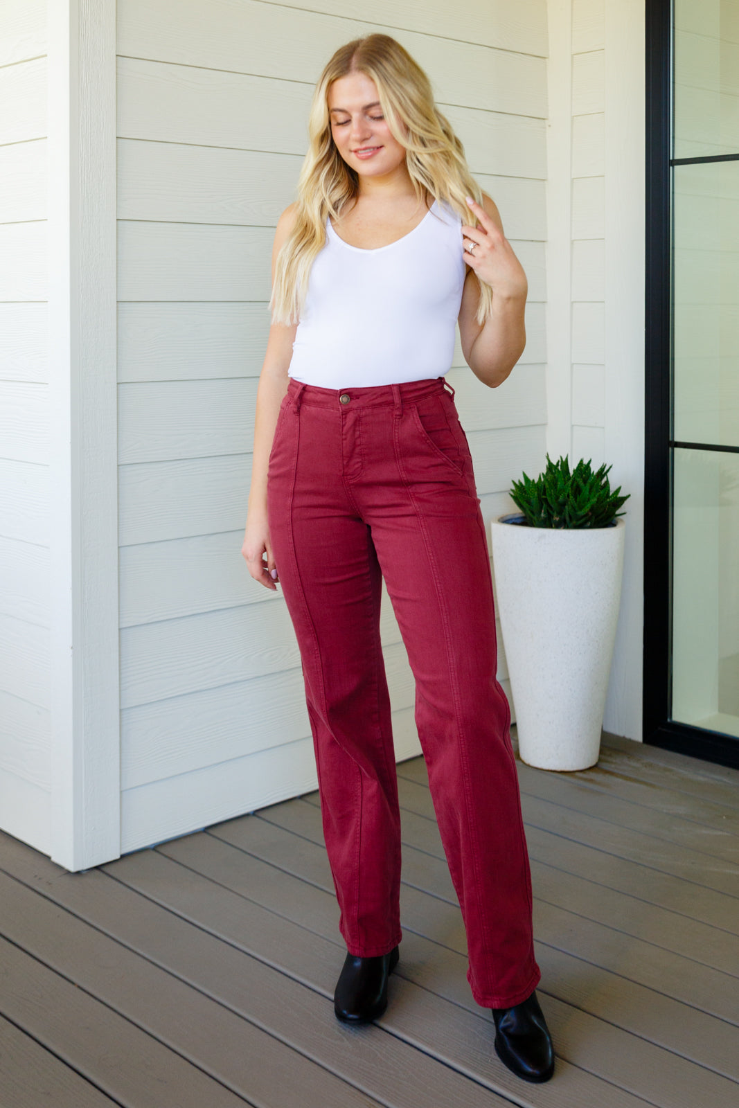 Phoebe High-Rise Front Seam Straight Jeans | Judy Blue