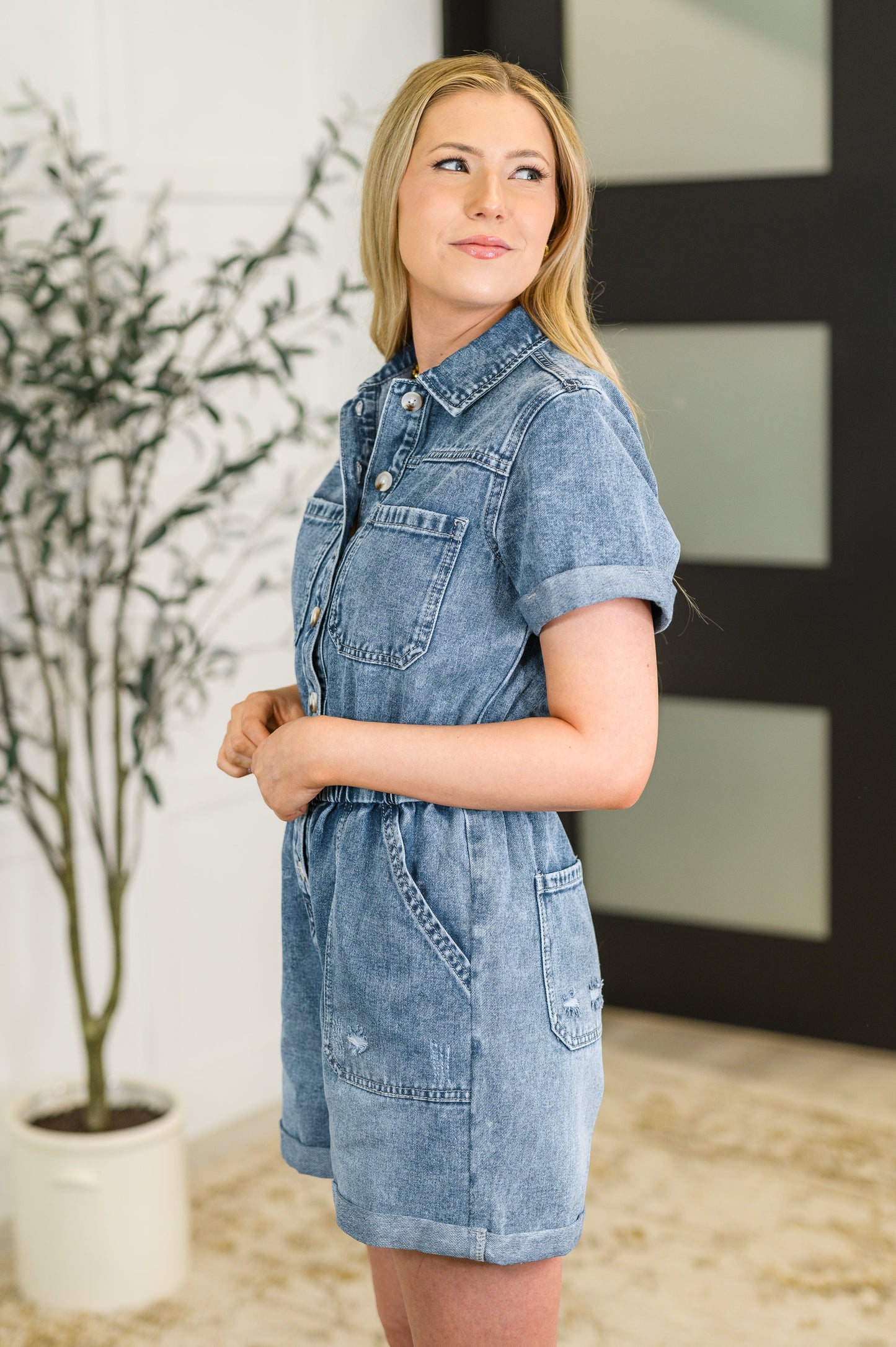 Pleasant & Relevant Denim Romper
