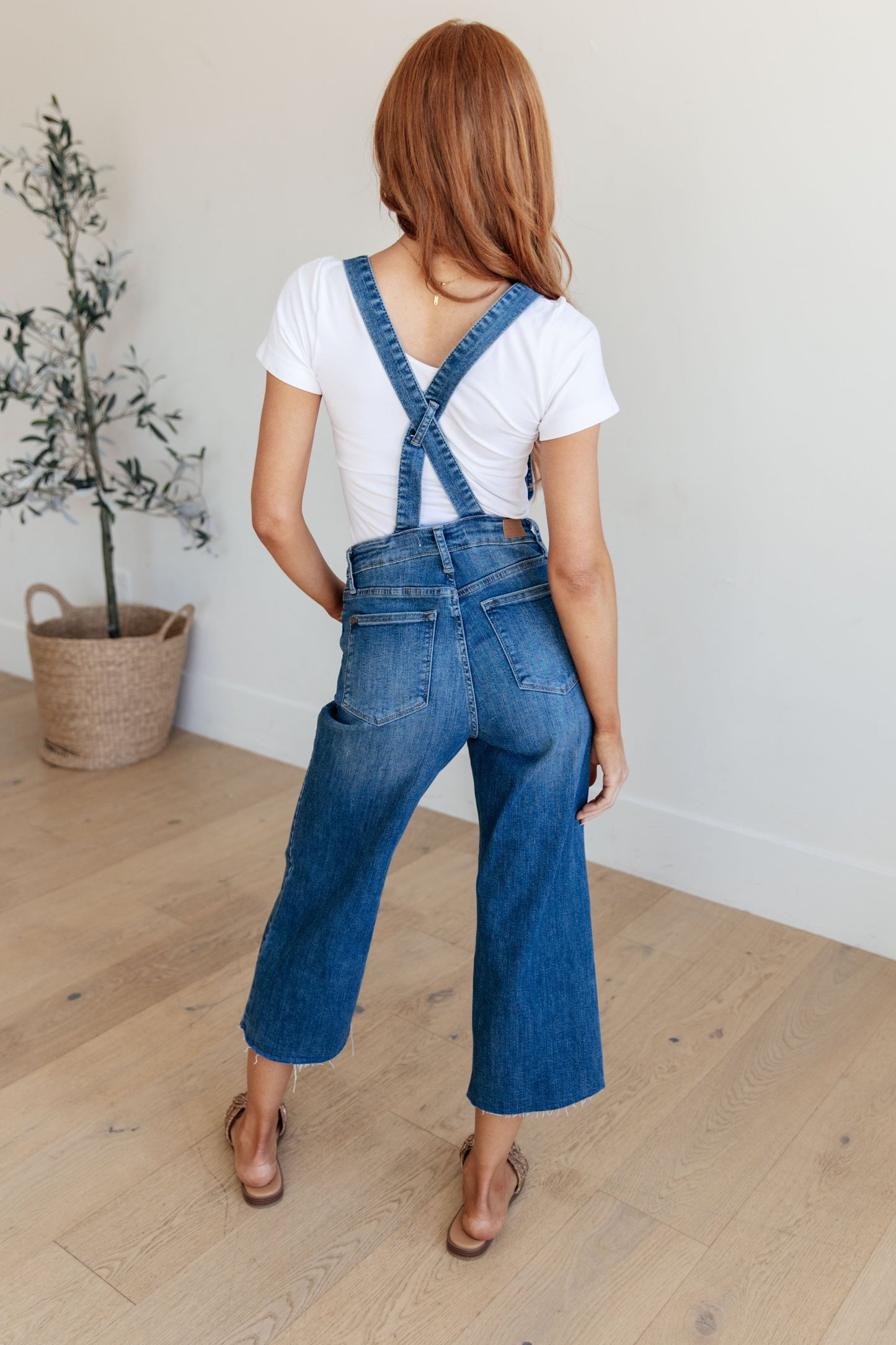 Priscilla High-Rise Crop Wide Leg Denim Overalls | Judy Blue