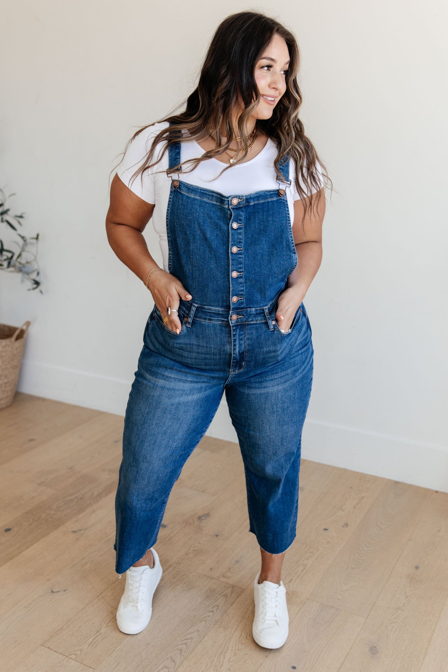 Priscilla High-Rise Crop Wide Leg Denim Overalls | Judy Blue