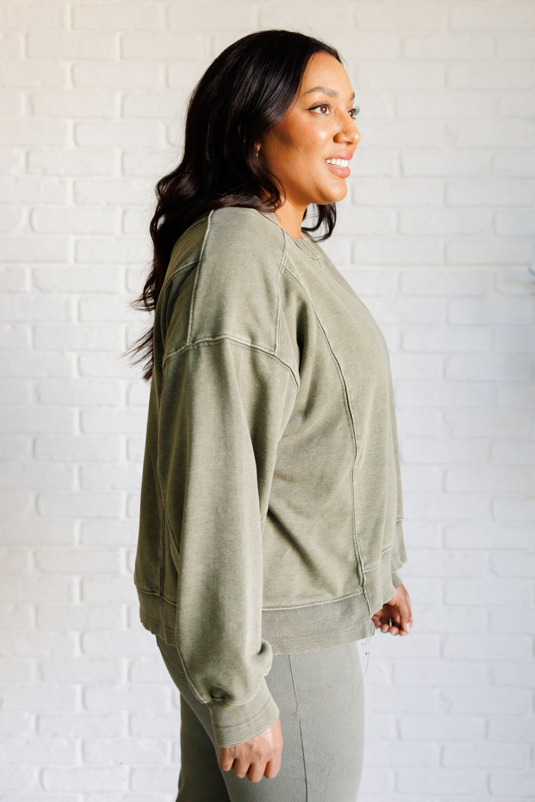 Quick Fix Mineral Wash Pullover | Army Green