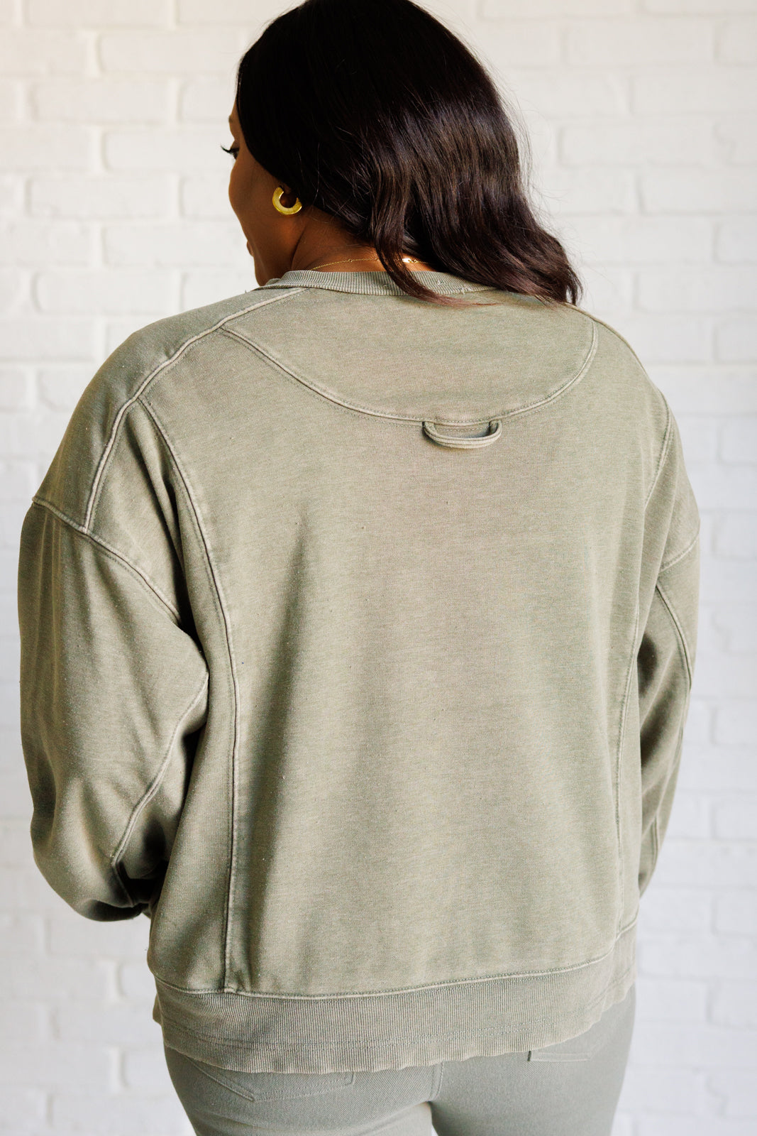 Quick Fix Mineral Wash Pullover | Army Green