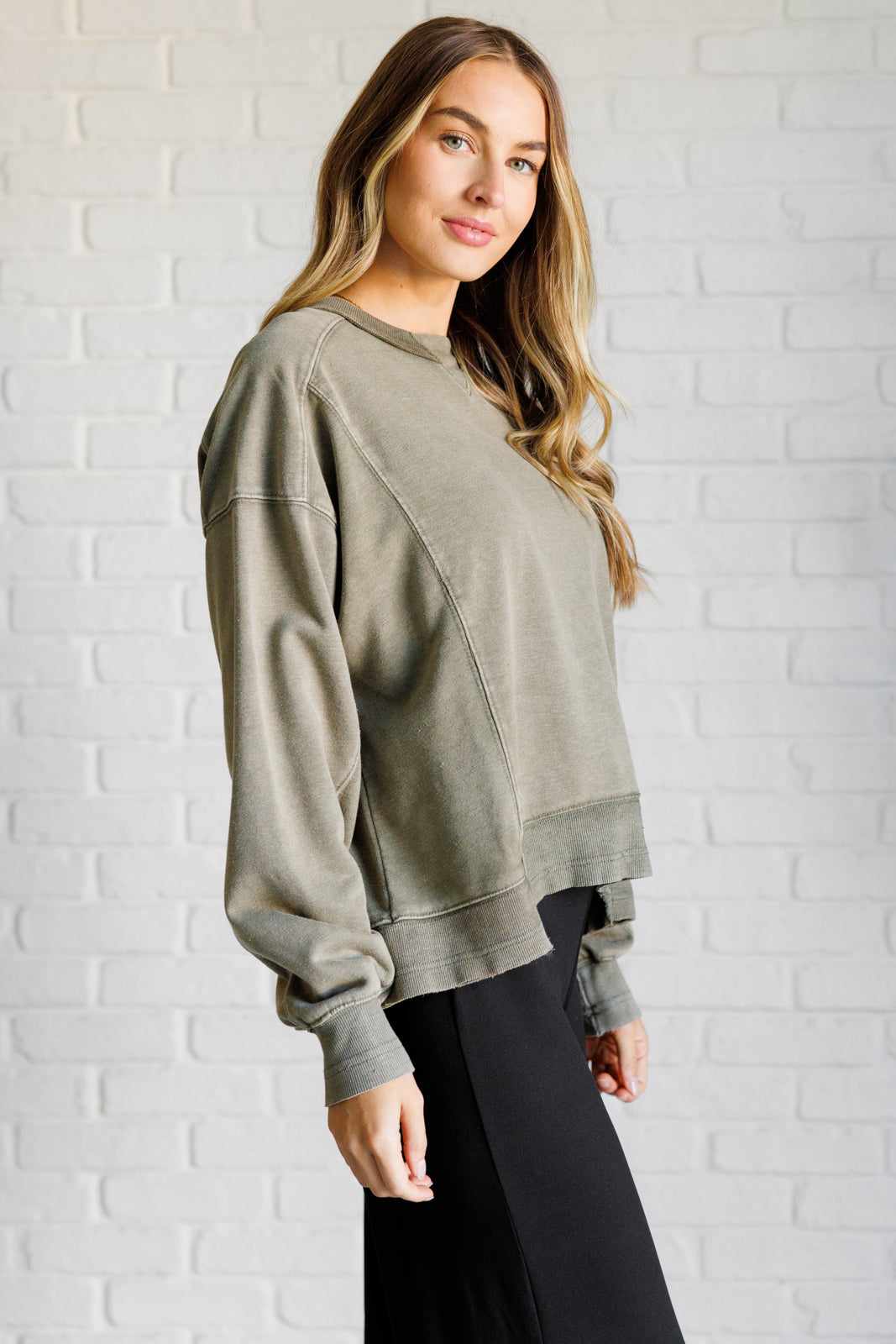 Quick Fix Mineral Wash Pullover | Army Green