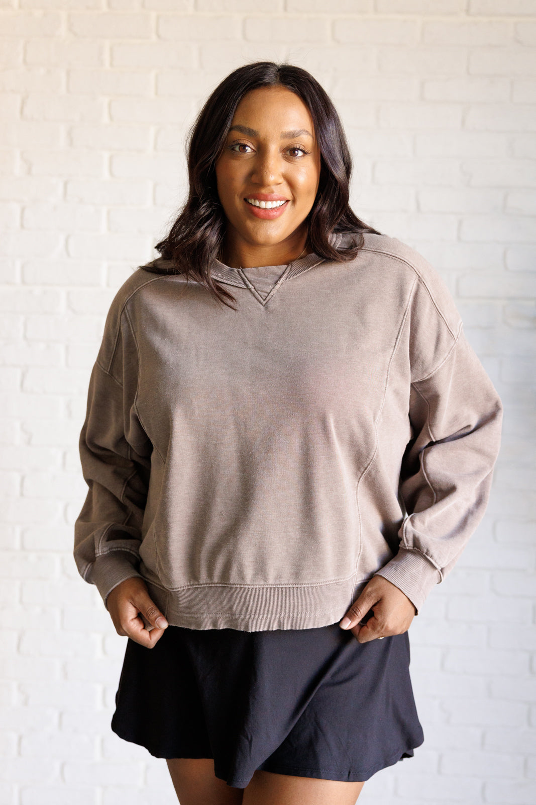 Quick Fix Mineral Wash Pullover | Mocha