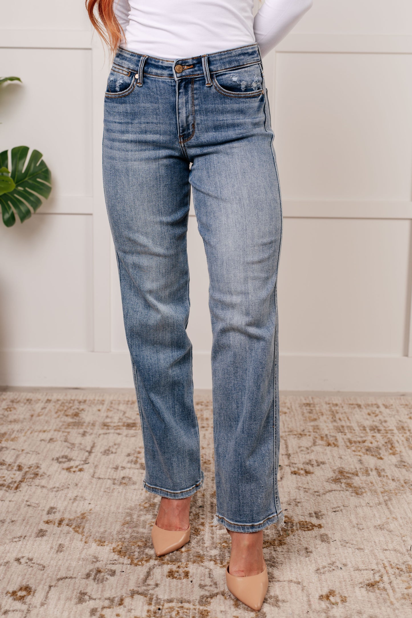 Quinn Mid-Rise Cell Phone Pocket Dad Jeans | Judy Blue