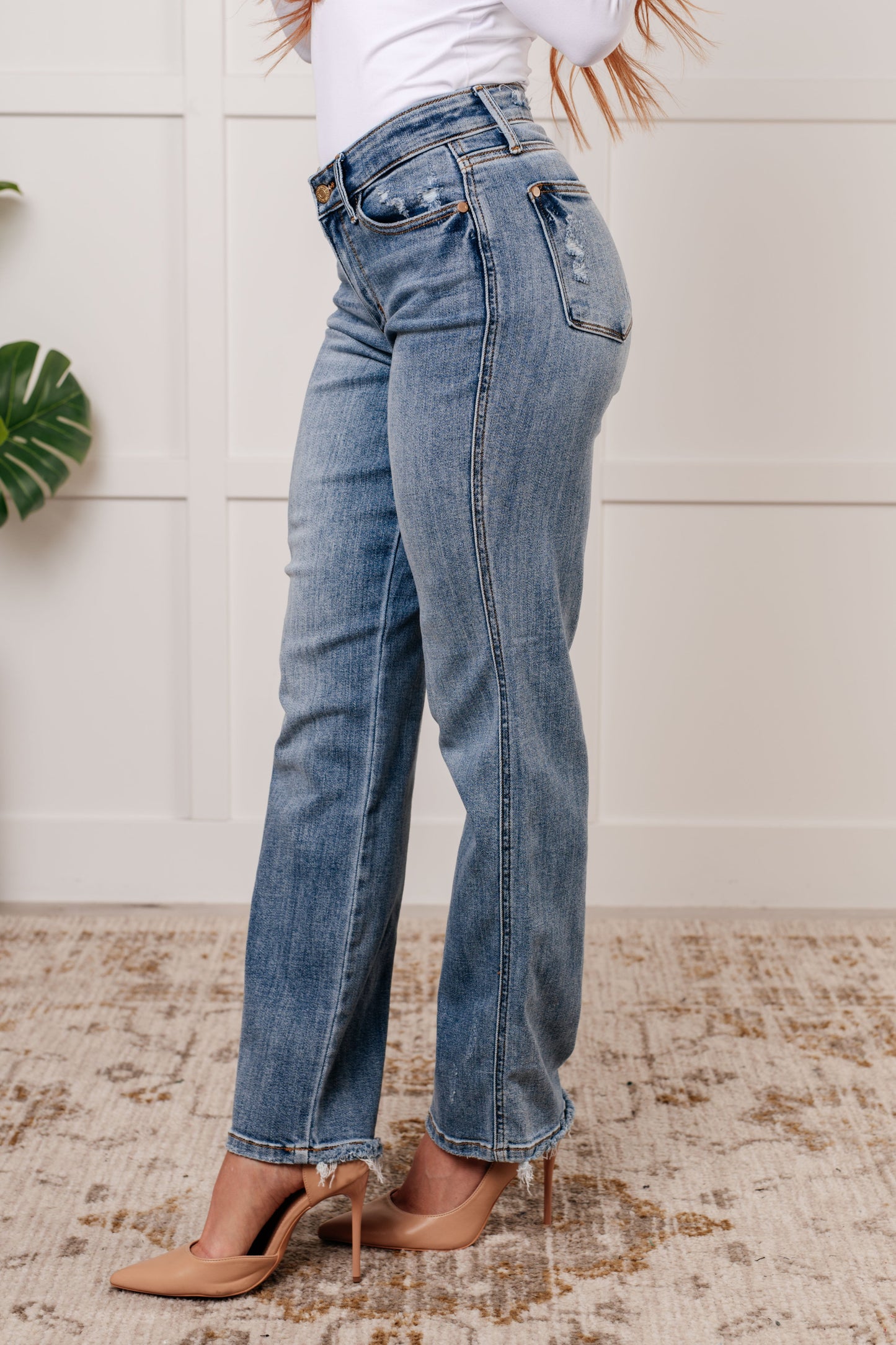 Quinn Mid-Rise Cell Phone Pocket Dad Jeans | Judy Blue