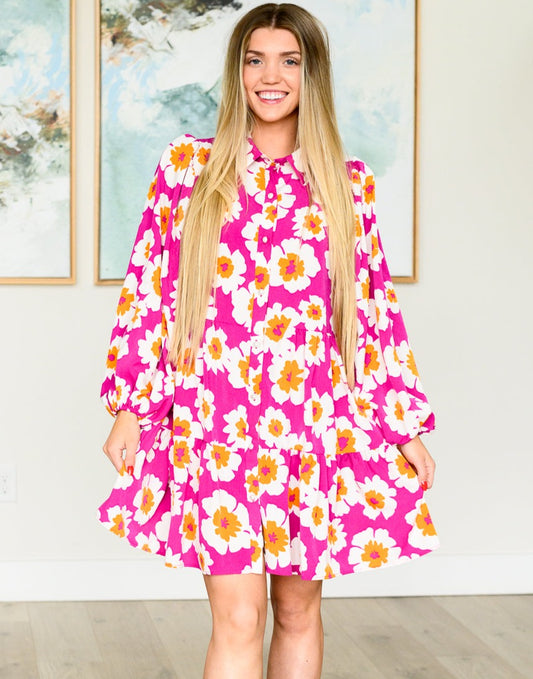 Magnificently Mod Floral Shirt Dress