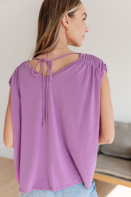 Ruched Cap Sleeve Top | Lavender