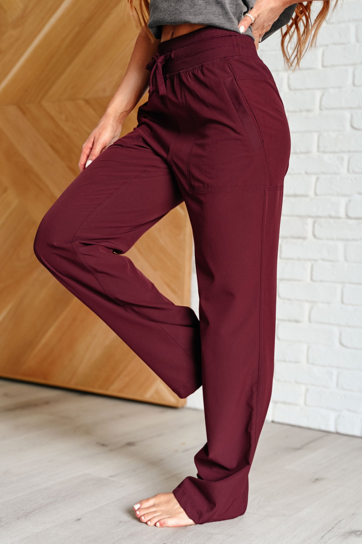 Runner's High Drawstring Joggers | Red Merlot