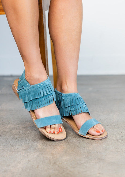 Fringe Star Sandals | Teal