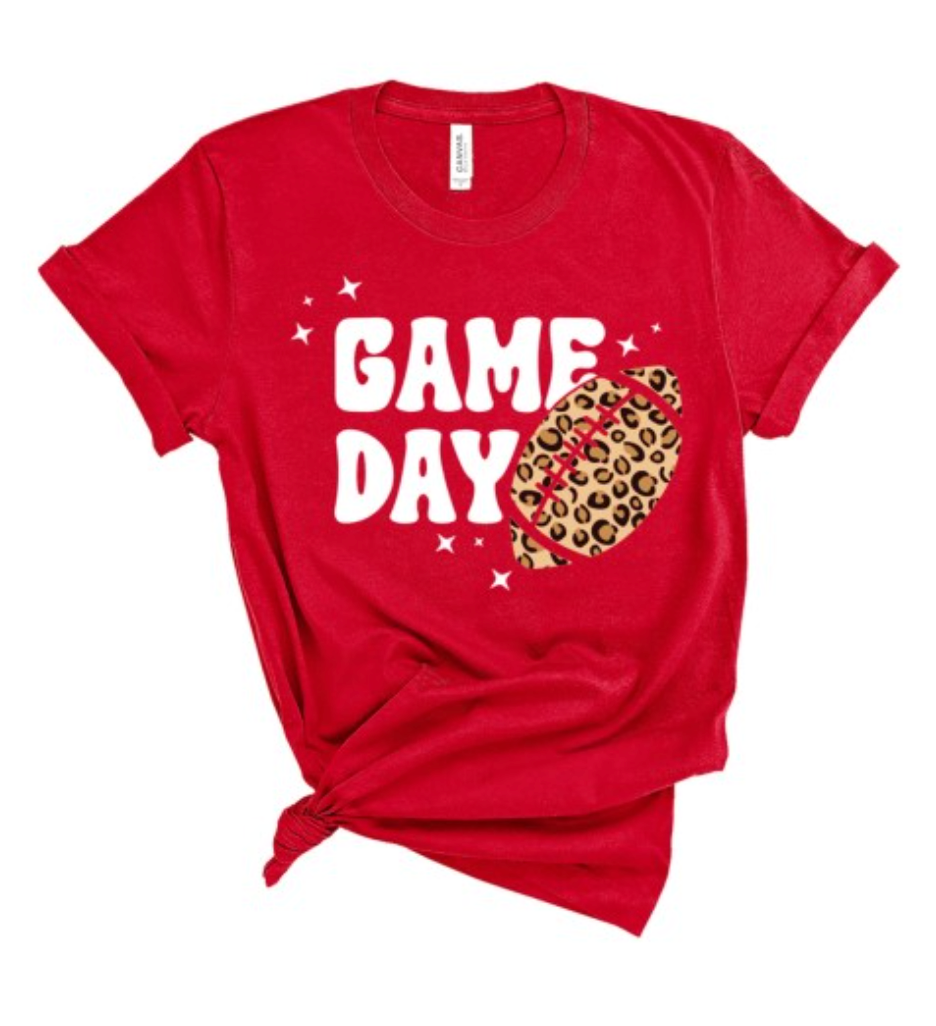 Game Day Leopard Football Tee