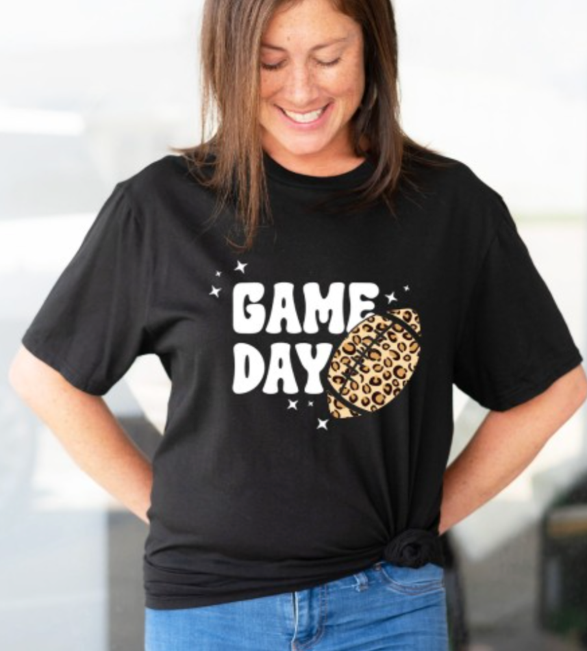 Game Day Leopard Football Tee