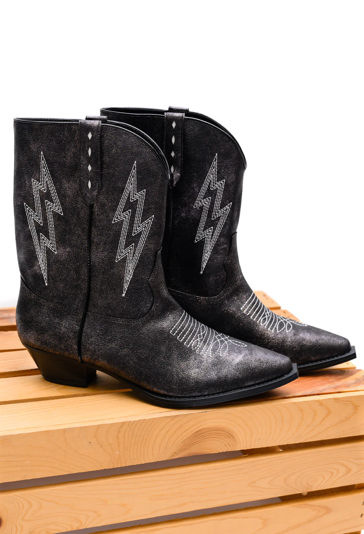 Bowie Metallic Boots | Black