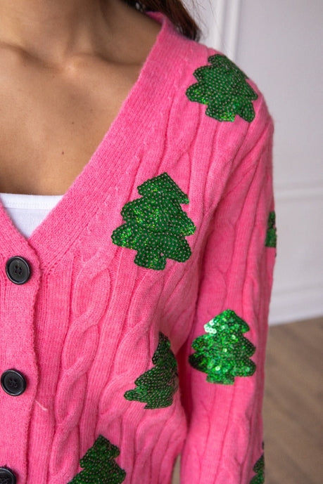 Wynter Sequin Trees Cardigan