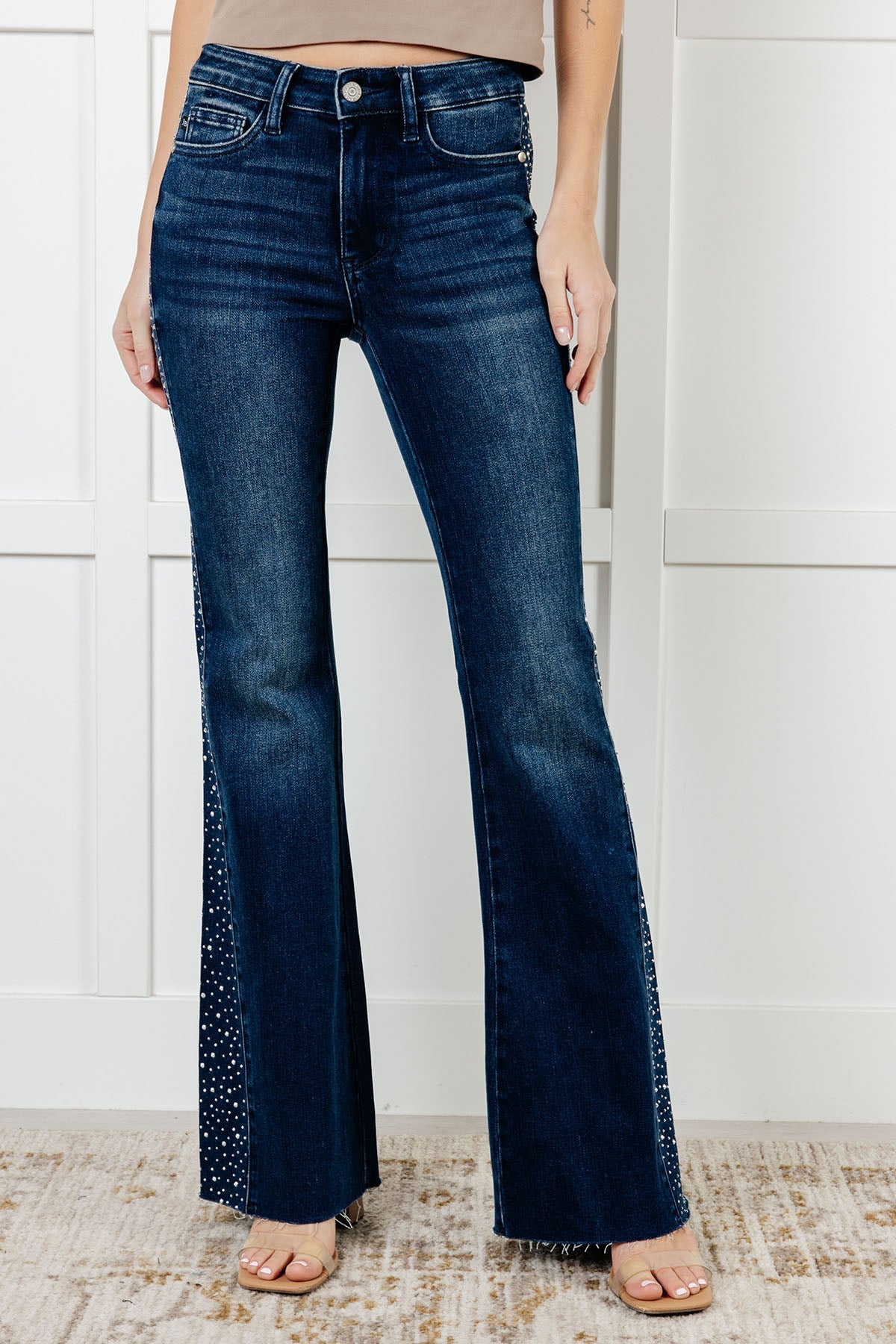 Shannon Mid-Rise Rhinestone Flare Jeans | Judy Blue