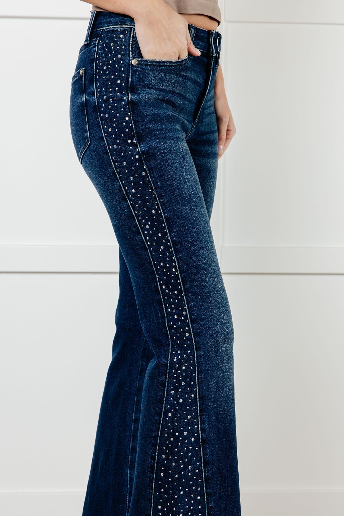 Shannon Mid-Rise Rhinestone Flare Jeans | Judy Blue