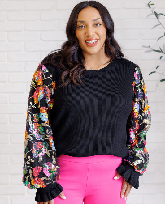 She is the Party Floral Sequin Top