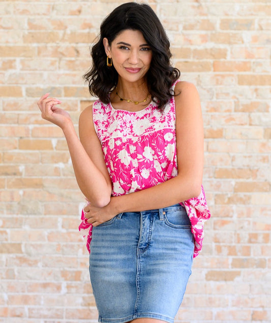 Silly Love Songs Floral Tank | Hot Pink