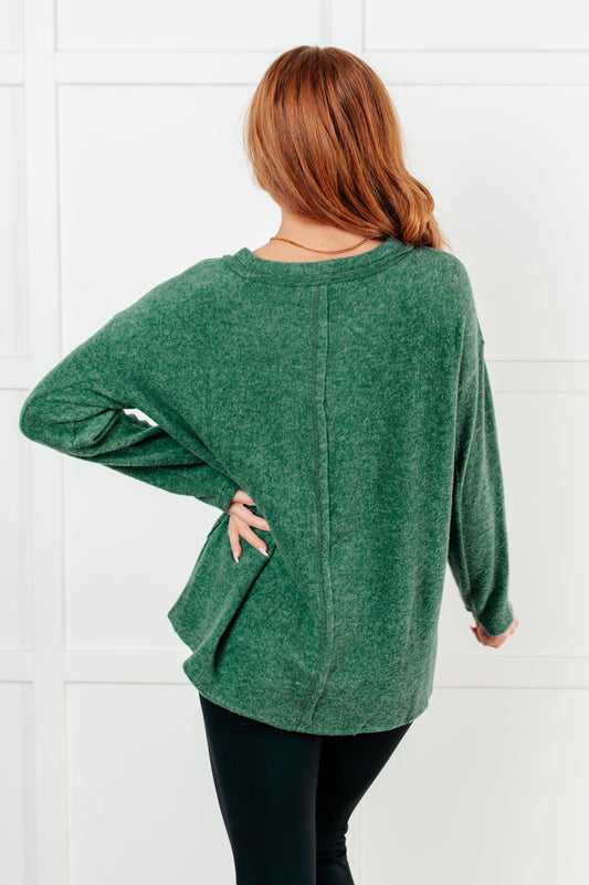 Simple Silhouette Brushed Hacci Sweater | Dark Green