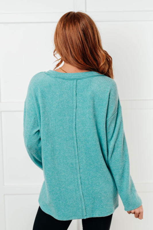 Simple Silhouette Brushed Hacci Sweater | Dusty Teal