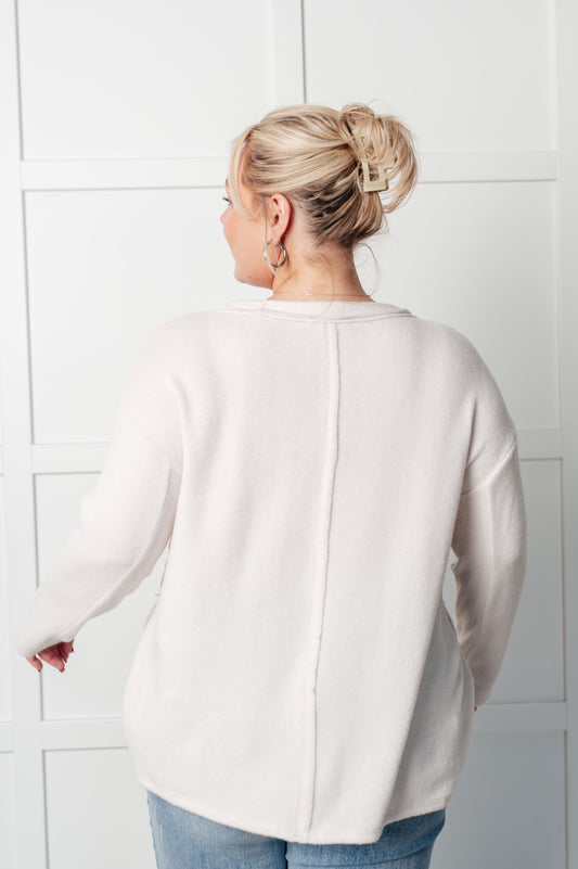 Simple Silhouette Brushed Hacci Sweater | Sand Beige