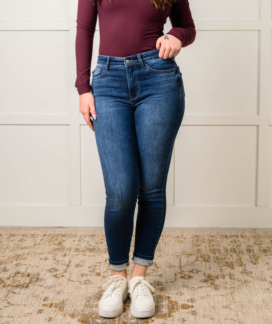 Skylar Mid-Rise Thermal Vintage Skinny Jeans | Judy Blue