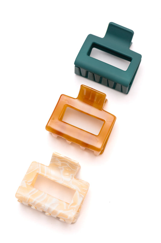 Small Square Claw Clip | Set of 3