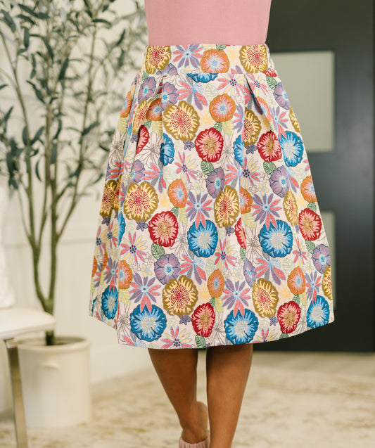 Sound Mind Floral Midi Skirt
