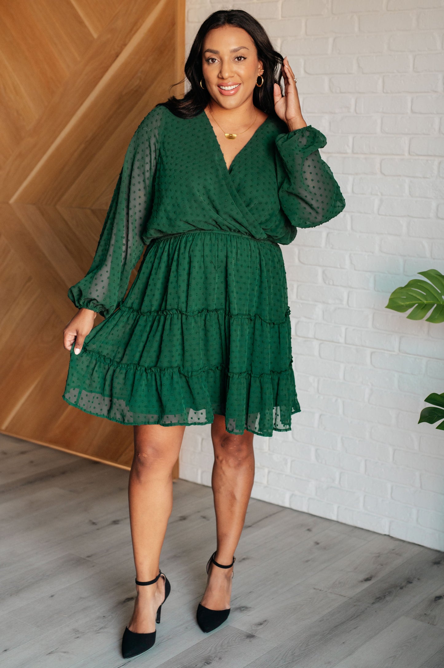 Starlit Glow Tiered Dress | Hunter Green