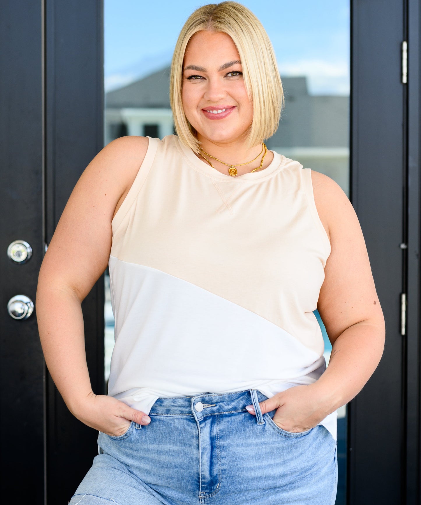 Steady Increase Color Block Sleeveless Top