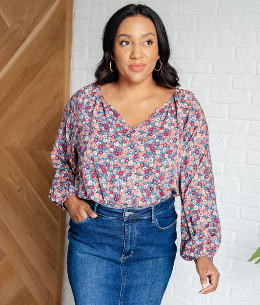 Sunday Brunch Blouse | Denim Floral