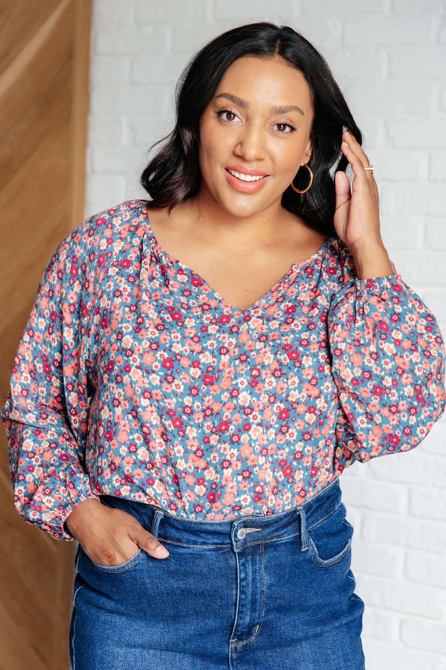 Sunday Brunch Blouse | Denim Floral