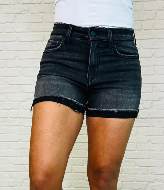 Sunset Stroll Distressed Shorts | Washed Black