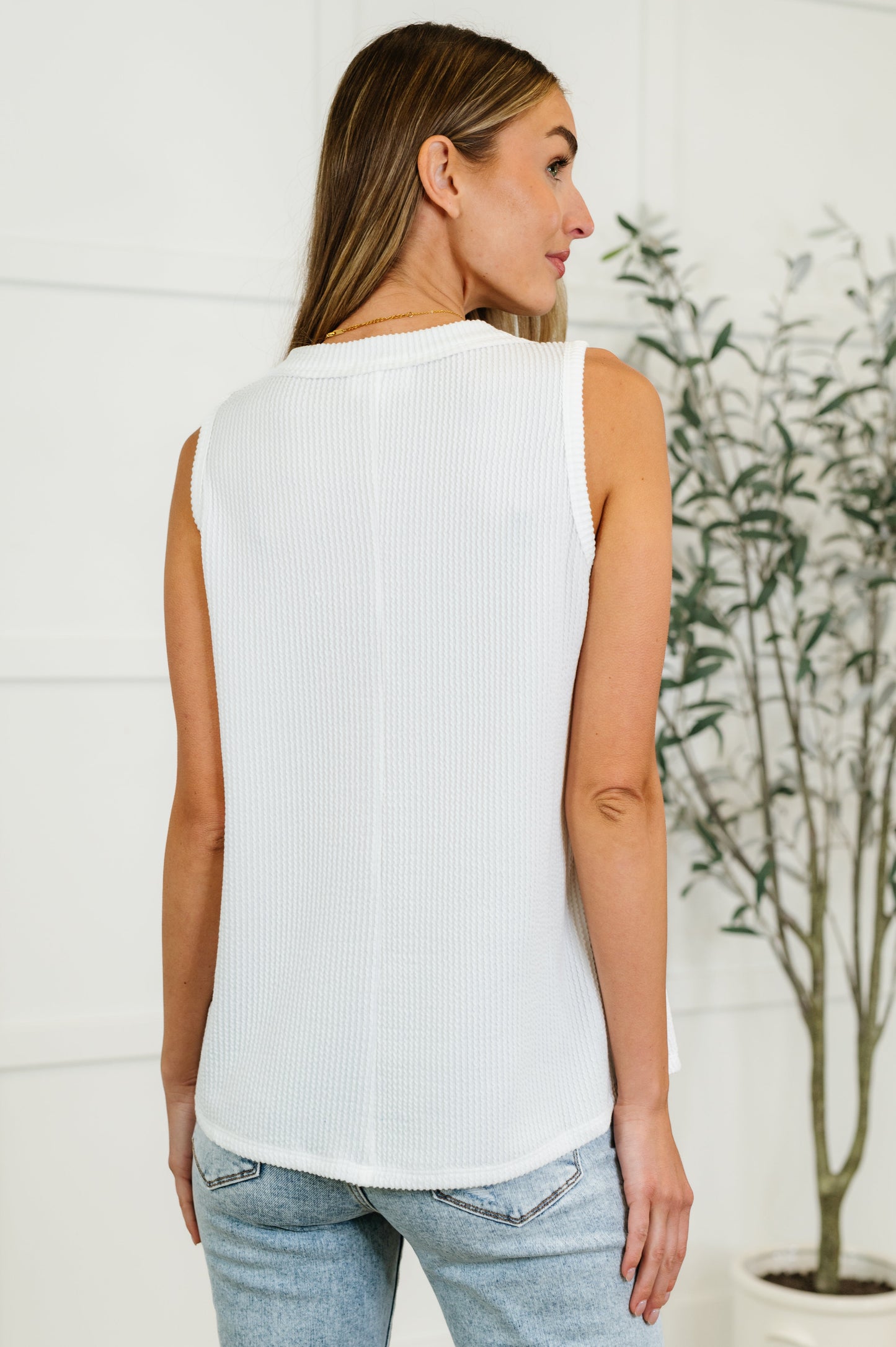 Thread Lightly Ribbed Knit Tank | Ivory